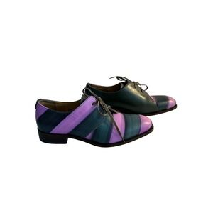 John Fluevog Manhattan City Angels Derby Oxford Shoe Size 6.5 Purple Green Artsy